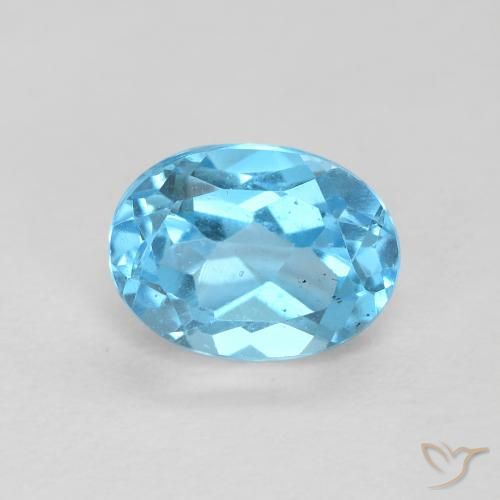 1.72ct 자연스러운 스위스 블루 황옥, 타원형, VS