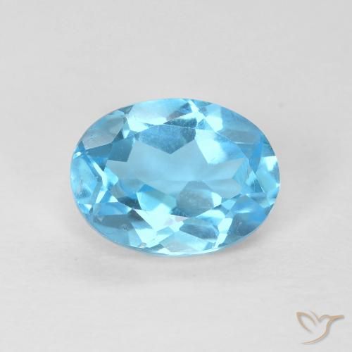 1.66ct 자연스러운 스위스 블루 황옥, 타원형, VS