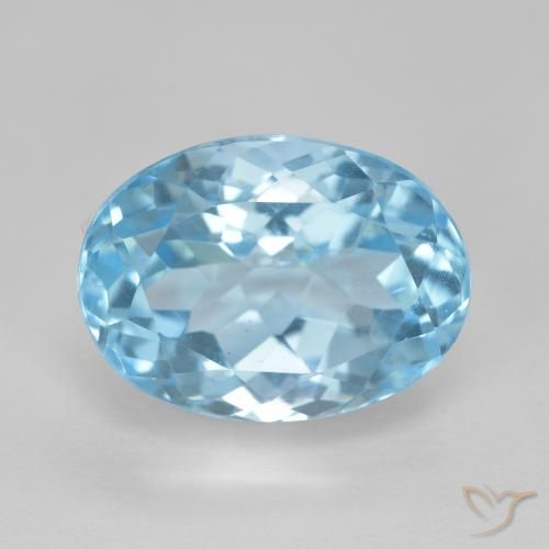 12.59ct 자연스러운 스위스 블루 황옥, 타원형, VVS