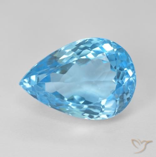 13.59ct 자연스러운 스위스 블루 황옥, 배 모양, VVS-VS