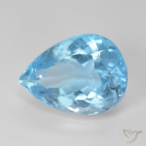 12.83ct 자연스러운 스위스 블루 황옥, 배 모양, VVS-VS