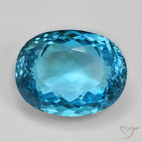 123.63ct 자연스러운 스위스 블루 황옥, 타원형, VVS