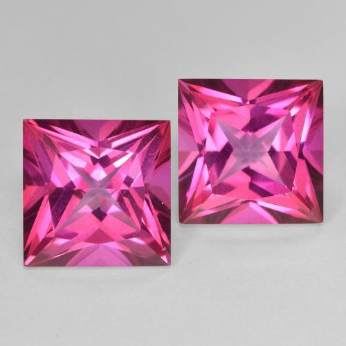 12.16캐럿 천연 핫핑크 토파즈 보석, 스퀘어, 10.1×10.1 mm, VVS-VS