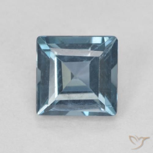 0.76ct 자연스러운 런던 블루 황옥, 정사각형, VVS-VS