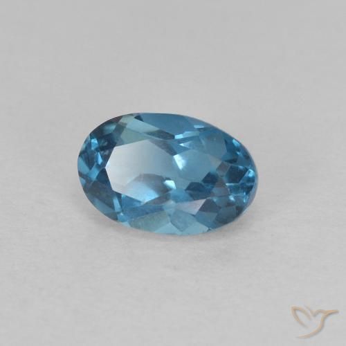 0.73캐럿 천연 런던 블루 토파즈, 타원형 컷, 6.2×4.1 mm, VVS-VS