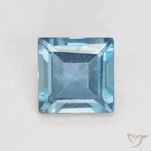 0.64ct 자연스러운 런던 블루 황옥, 정사각형, VVS