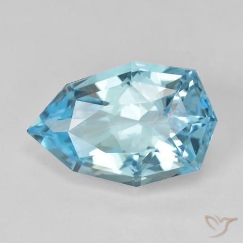 11.95ct 자연스러운 스위스 블루 황옥, 배 모양, VVS