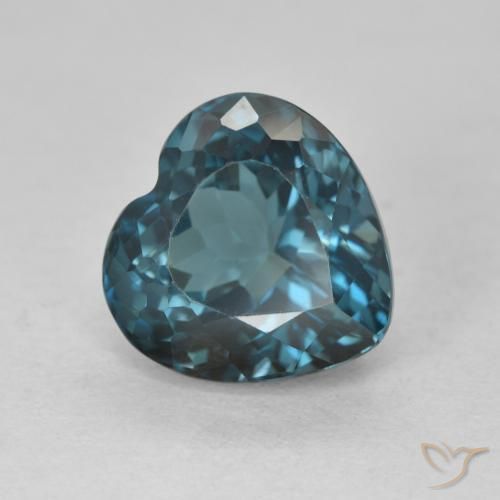 5.53ct 자연스러운 런던 블루 황옥, 마음, VVS