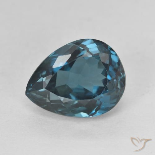 5.89ct 자연스러운 런던 블루 황옥, 배 모양, VVS-VS