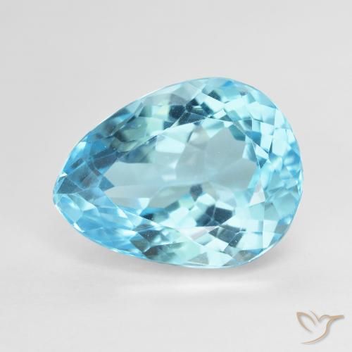 9.63ct 자연스러운 하늘색 황옥, 배 모양, VVS