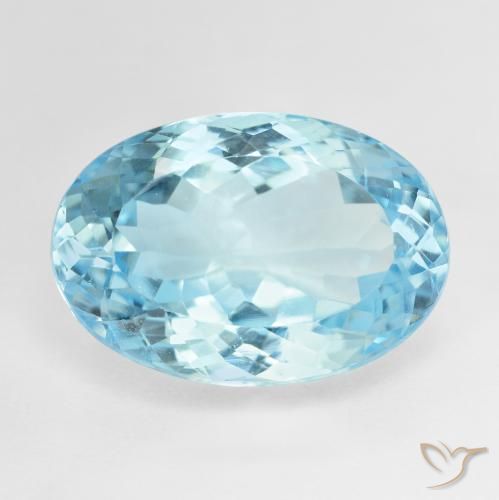 20.66ct 자연스러운 하늘색 황옥, 타원형, VVS-VS