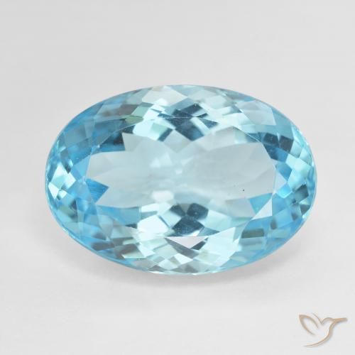 15.02ct 자연스러운 스위스 블루 황옥, 타원형, VVS-VS
