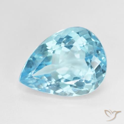 9.29캐럿 천연 스위스 블루 토파즈, 배 모양, 15.3×11.5 mm, VVS-VS