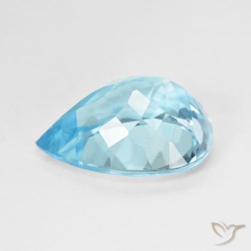 9.29캐럿 천연 스위스 블루 토파즈, 배 모양, 15.3×11.5 mm, VVS-VS