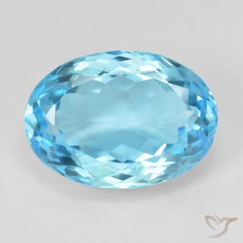14.91ct 자연스러운 스위스 블루 황옥, 타원형, VVS