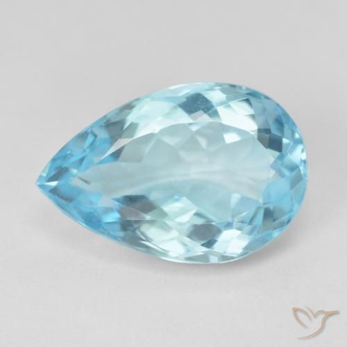 10.12ct 자연스러운 하늘색 황옥, 배 모양, VVS
