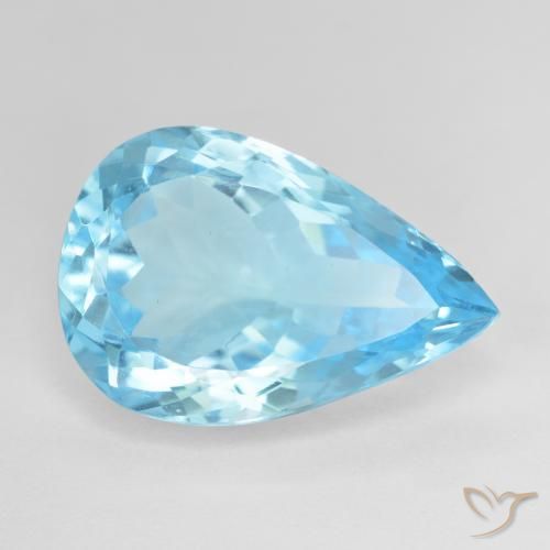 16.95ct 자연스러운 스위스 블루 황옥, 배 모양, VVS