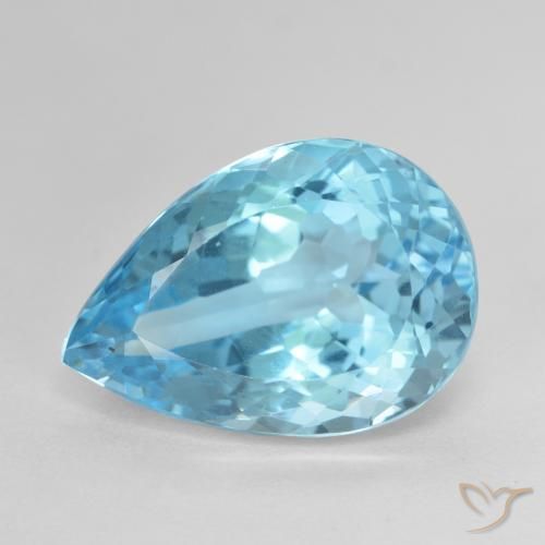 12.53ct 자연스러운 스위스 블루 황옥, 배 모양, VVS
