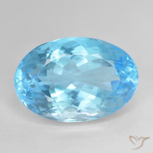 25.28ct 자연스러운 스위스 블루 황옥, 타원형, VVS