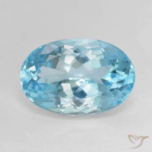 13.40ct 자연스러운 하늘색 황옥, 타원형, VS