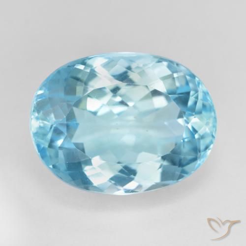 16.94ct 자연스러운 하늘색 황옥, 타원형, VS