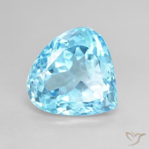 12.90ct 자연스러운 스위스 블루 황옥, 배 모양, VS