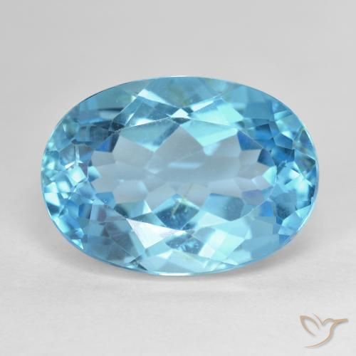 16.90ct 자연스러운 스위스 블루 황옥, 타원형, VVS-VS