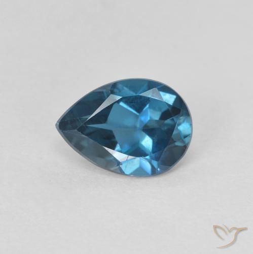 0.80ct 자연스러운 런던 블루 황옥, 배 모양, VVS-VS