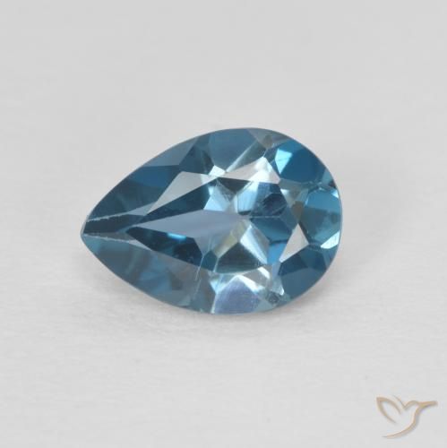 0.82ct 자연스러운 런던 블루 황옥, 배 모양, VVS