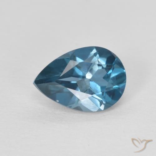 0.85ct 자연스러운 런던 블루 황옥, 배 모양, VVS