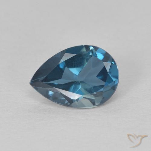 0.87ct 자연스러운 런던 블루 황옥, 배 모양, VS