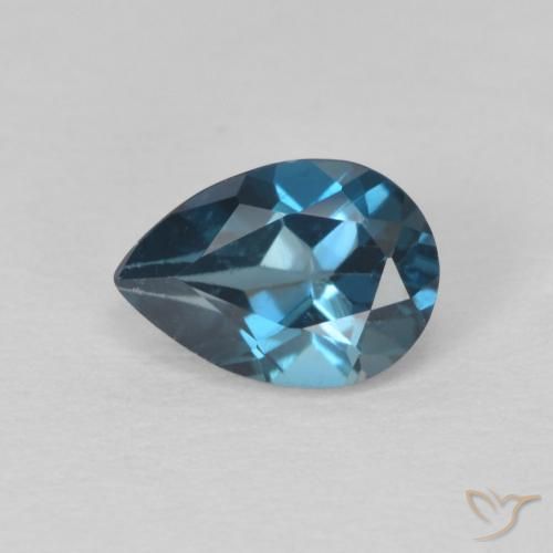 0.85ct 자연스러운 런던 블루 황옥, 배 모양, VS