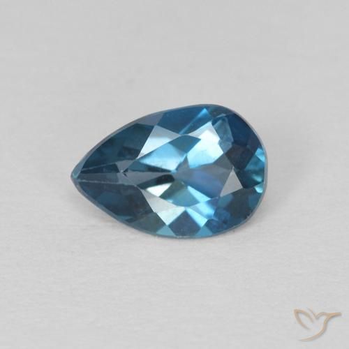 0.65ct 자연스러운 런던 블루 황옥, 배 모양, VS
