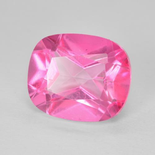 7.28캐럿 천연 핫핑크 토파즈, 쿠션 컷, 12.1×10.2 mm, VVS