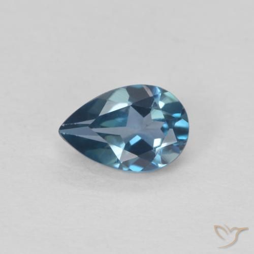 0.55캐럿 천연 런던 블루 토파즈, 배 모양, 6×4 mm, VVS-VS