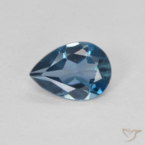 0.75ct 자연스러운 런던 블루 황옥, 배 모양, VVS-VS