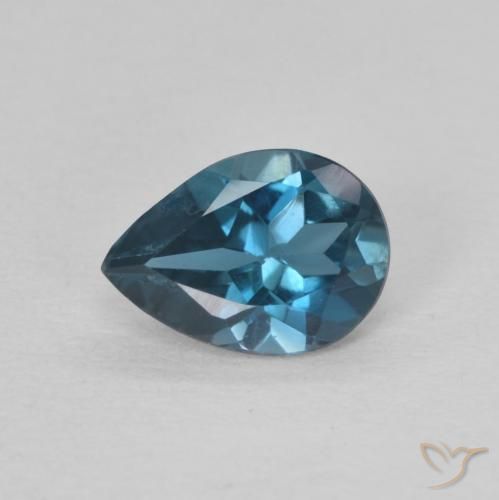 0.78ct 자연스러운 런던 블루 황옥, 배 모양, VS