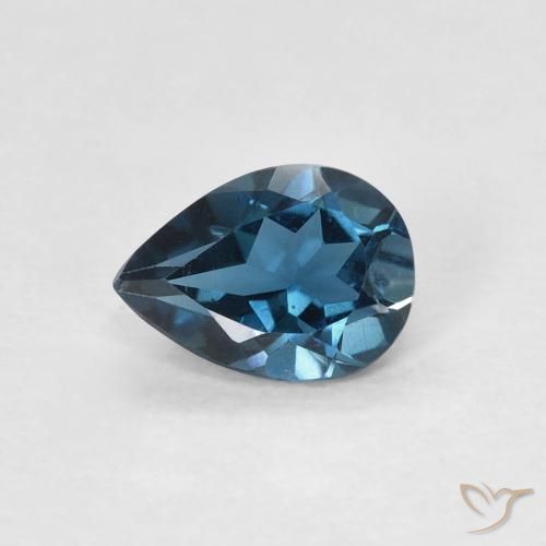 0.75ct 자연스러운 런던 블루 황옥, 배 모양, VVS-VS
