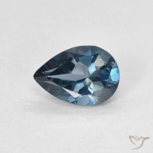 0.81ct 자연스러운 런던 블루 황옥, 배 모양, VVS-VS