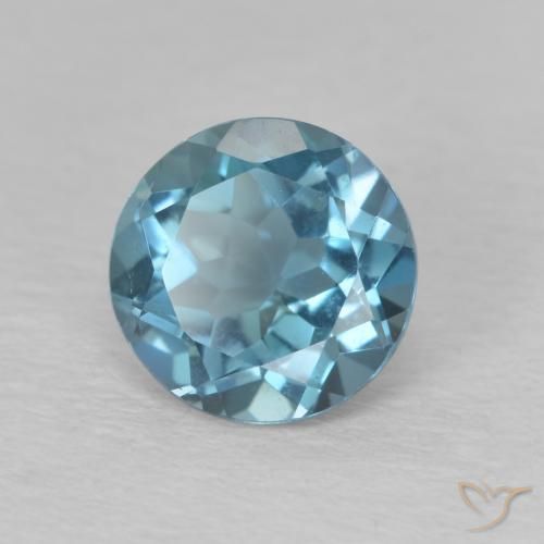 1.59캐럿 천연 런던 블루 토파즈, 라운드 컷, 7.07 mm, VVS-VS