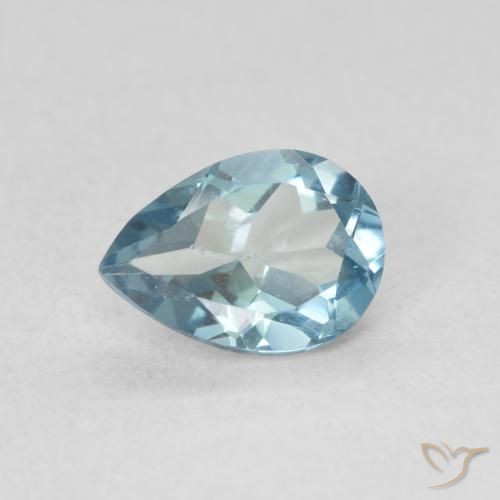0.86ct 자연스러운 하늘색 황옥, 배 모양, VVS-VS