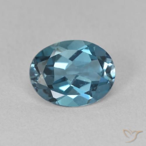 2.15캐럿 천연 런던 블루 토파즈, 타원형 컷, 9×7 mm, VVS-VS