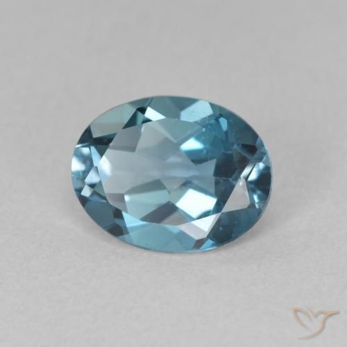 2.15캐럿 천연 런던 블루 토파즈, 타원형 컷, 9×7 mm, VVS-VS