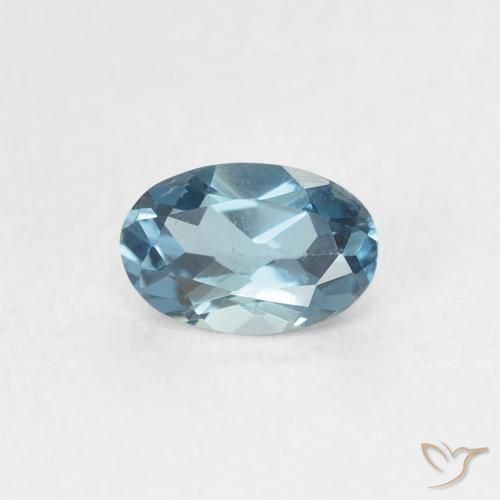 0.63ct 자연스러운 인텐스 실버 아쿠아 블루 황옥, 타원형, VVS