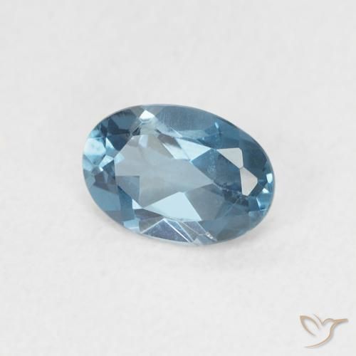 0.62캐럿 천연 런던 블루 토파즈, 타원형 컷, 6.2×4.3 mm, VVS