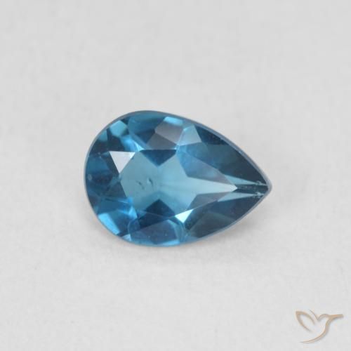 0.74ct 자연스러운 런던 블루 황옥, 배 모양, VS