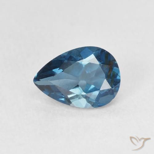 0.85ct 자연스러운 런던 블루 황옥, 배 모양, VS