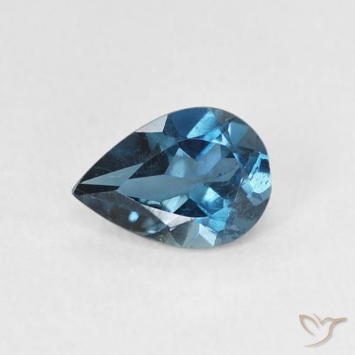 0.79ct 자연스러운 런던 블루 황옥, 배 모양, VS