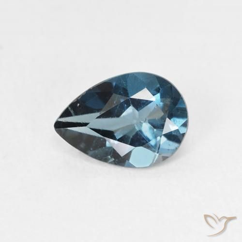 0.78ct 자연스러운 런던 블루 황옥, 배 모양, VS