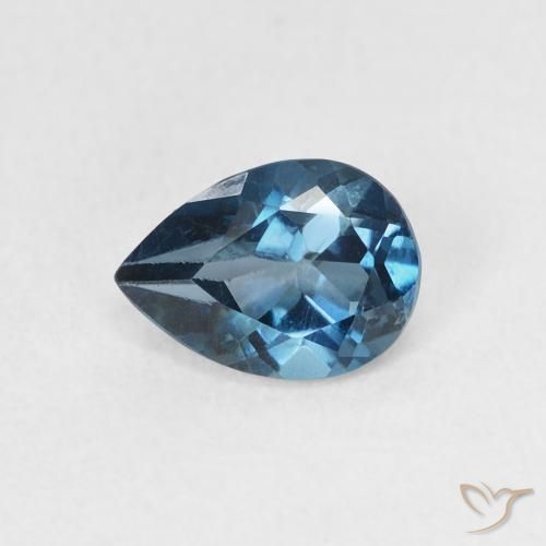0.90ct 자연스러운 런던 블루 황옥, 배 모양, VS